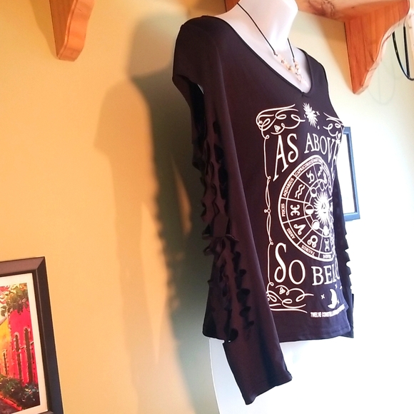 Womens Fancy Cube Long Sleeve Slit Shirt - Picture 6 of 11